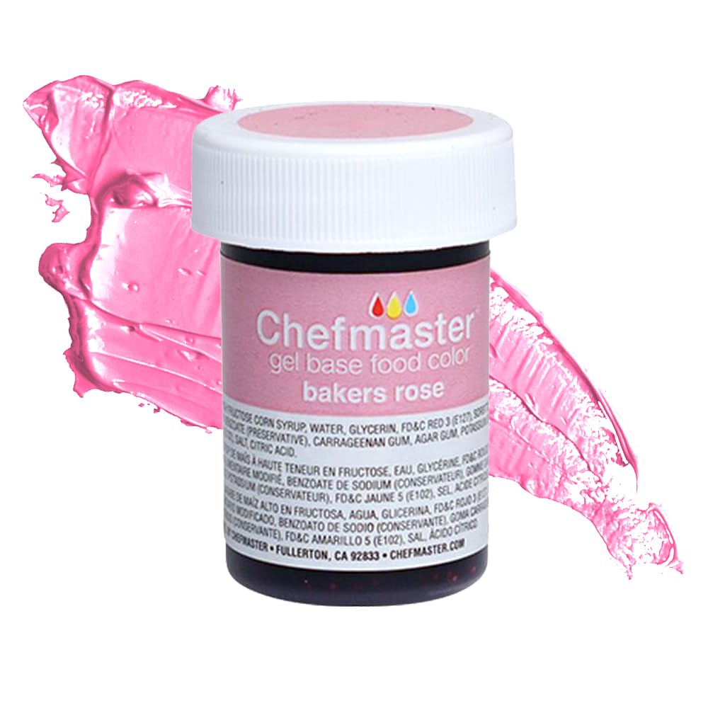 Chefmaster Rose Pink Gel Food Coloring | Vibrant, Fade-Resistant Dye for Icing, Frosting, Fondant | Easy-to-Use | 1 oz | USA Made