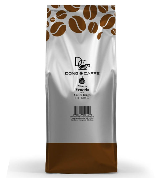 Dongiò Caffè Venezia Blend – Whole Bean Coffee 2.2 lbs (1kg) – Medium-Dark Roast – Rich & Balanced Italian Espresso with