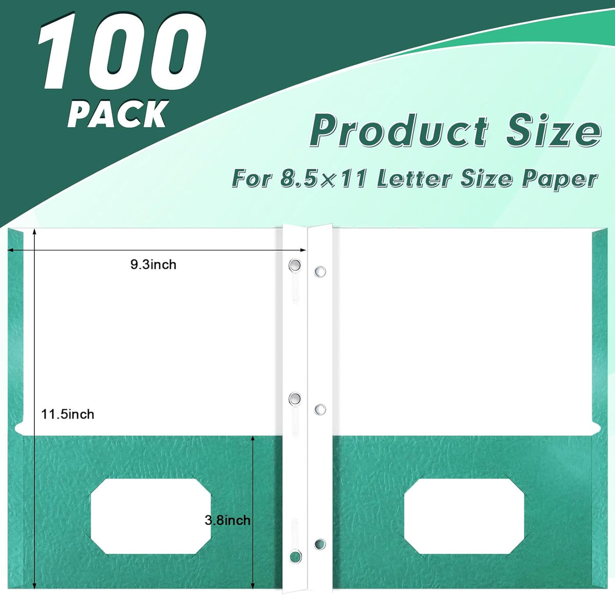 Two Pocket Folders, PANDRI 100 Pack Two Pocket Folders with Prongs, 2 Pocket 3 Prong Folders Designed for Office and Classroom, Letter Size Assorted 5 Colors