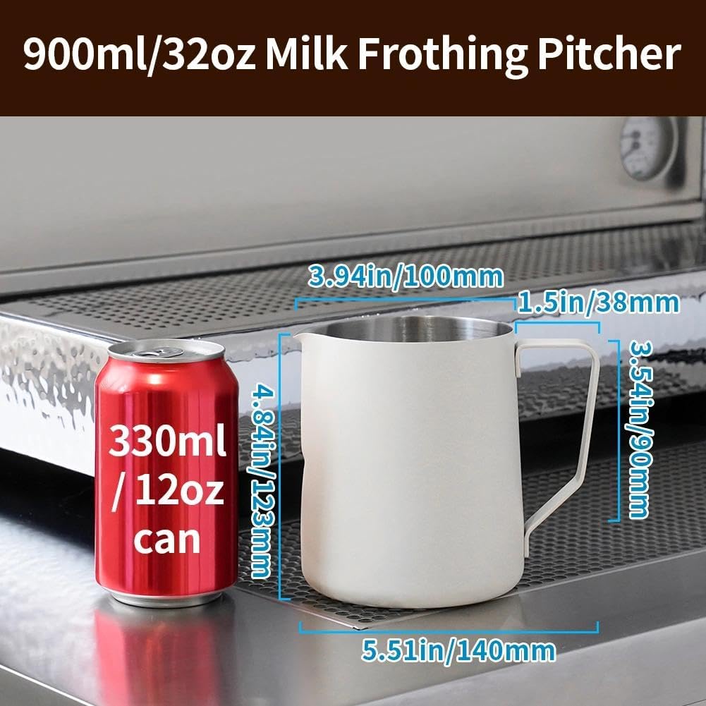 watchget 32oz Milk Frothing Pitcher Stainless Steel Espresso Steaming Jug