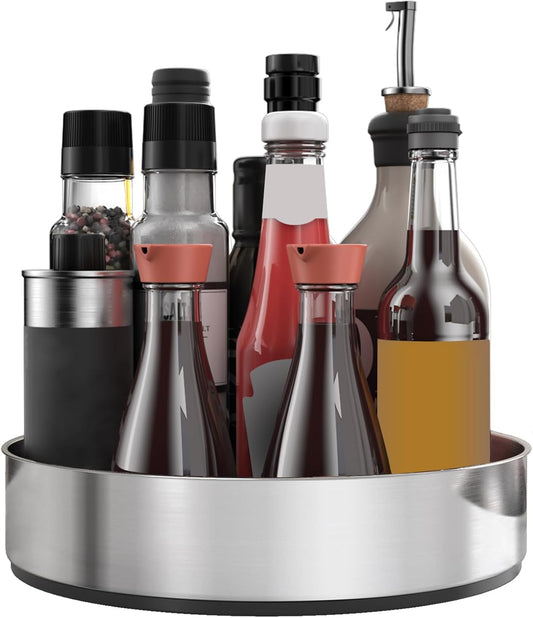 VAEHOLD Lazy Susan Turntable Spice Rack Organizer for Kitchen Cabinet, Storage Tray for Fruit, Snacks, Salad - Organizer for