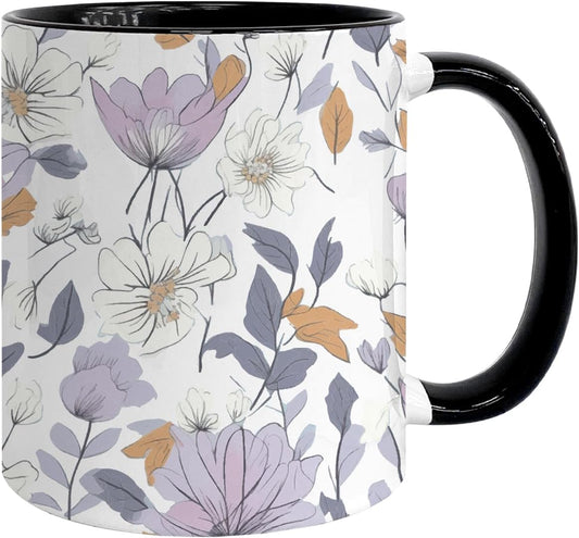 Vintage Flower Coffee Mug, Special Coffee Mug for Mothers, Gifts for Her Fall floral Cup, Beautiful Purple Wildflowers