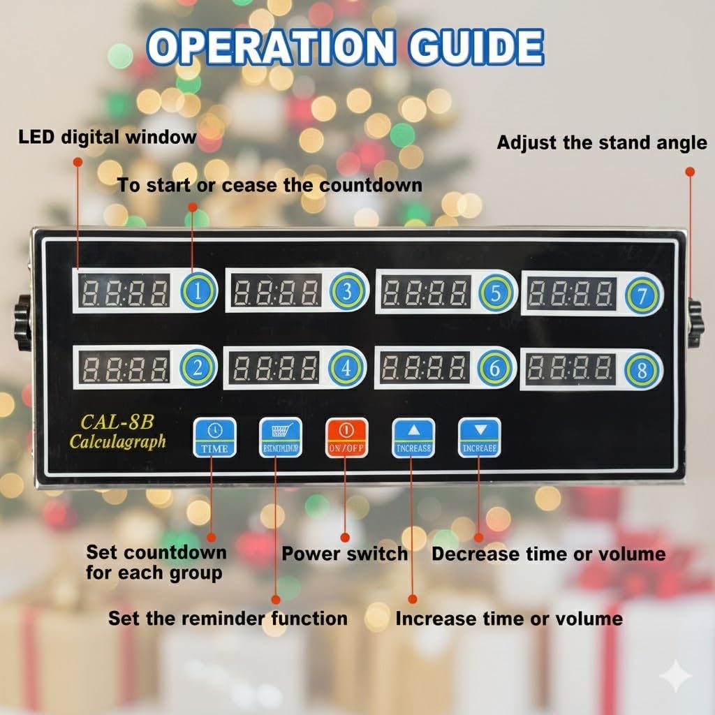Commercial 8 Channels Digital Kitchen Timer, Calculagraph Fry Timer