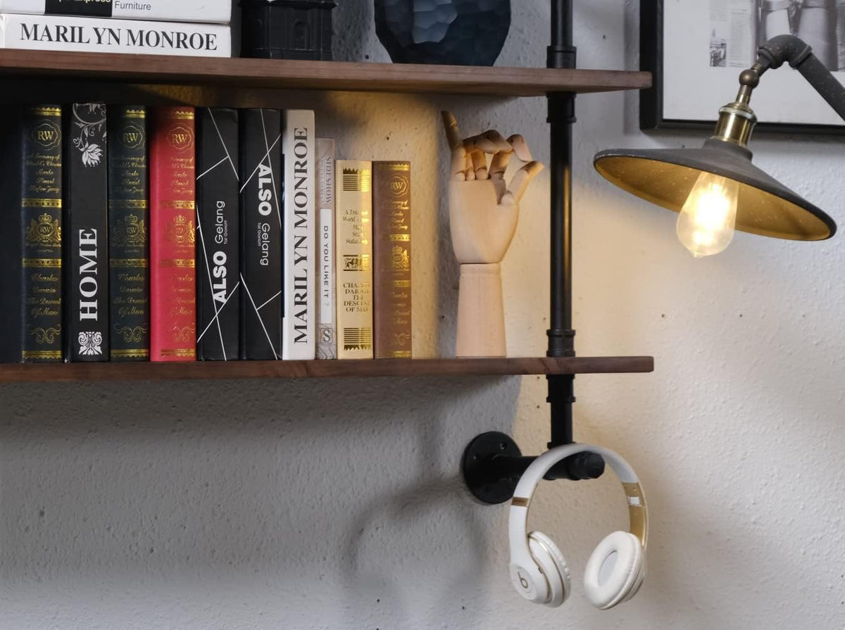 ROGMARS Industrial Pipe Wall Shelves with Real Wood Plank 36 Inches
