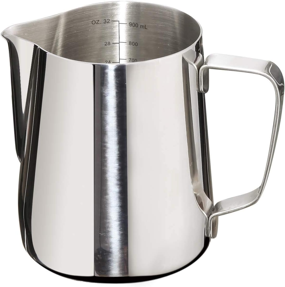 Frothing Pitcher 32oz Stainless Steel Cup with Double Measurement Scale Perfect for Latte Art Milk Frother Cup 32oz SUS304 Stainless Steel Milk FrotherPitcher Steaming Pitcher 900ML