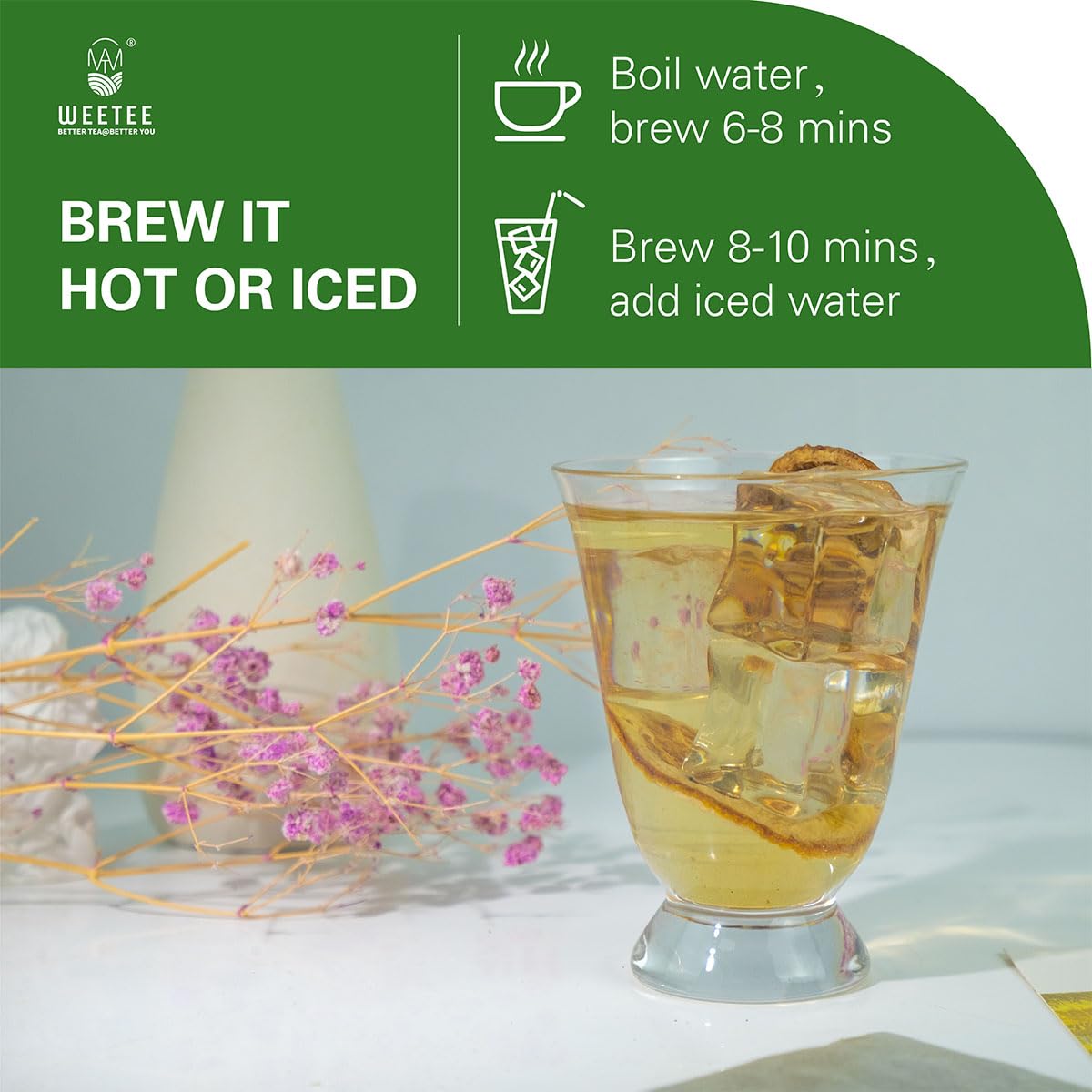 WT WEETEE Nettle Leaf Tea Bags 100 Count, Caffeine-free for Season Changes | Earthy Herb Aroma, Made with 100% Pure Stinging Nettle Leaf, Natural Caffeine-free Herbal Tea, Gentle Daily Brew