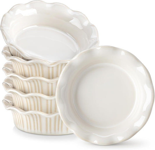 vancasso Ceramic Mini Pie Pans Set of 6, 5.2 Inch Small Pie Dishes, White