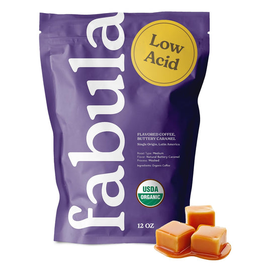 Fabula Buttery Caramel Flavored Organic Coffee Freshly Ground - Organic - Low Acid - Single Origin - Non-GMO - Mold Free -