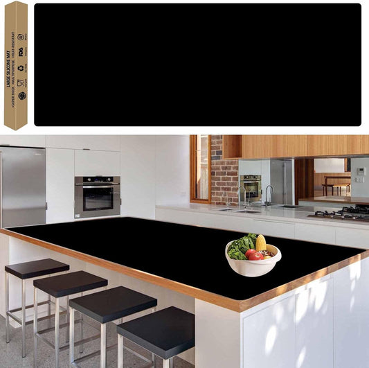 78.7"x23.6" Large Silicone Mat for Kitchen Counter, Heat Resistant Non-Slip Countertop Protector, Waterproof Silicone Craft