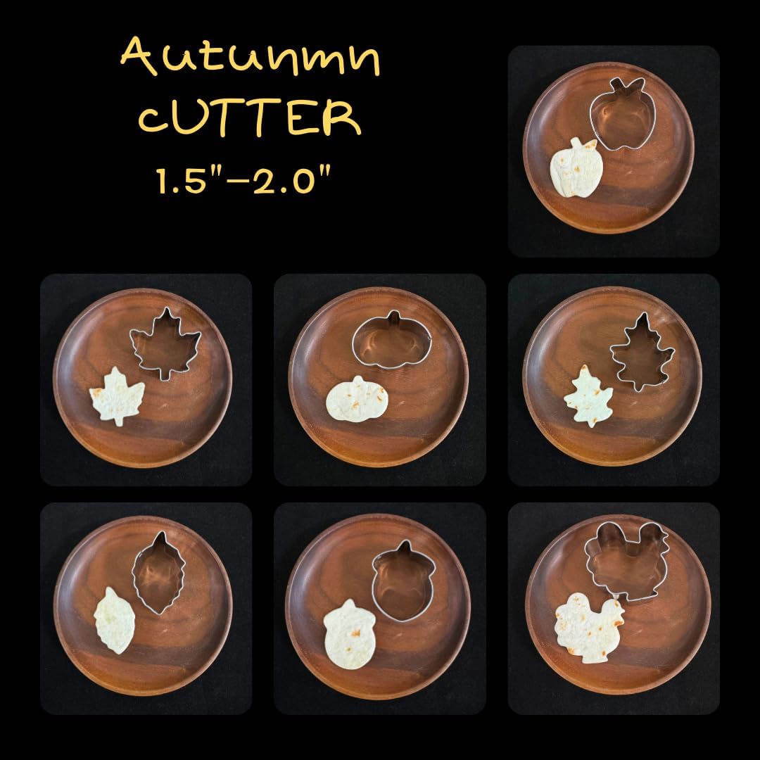 7 Pcs Mini Fall Cookie Cutter Set, 2.0 Inch, Dishwasher Safe