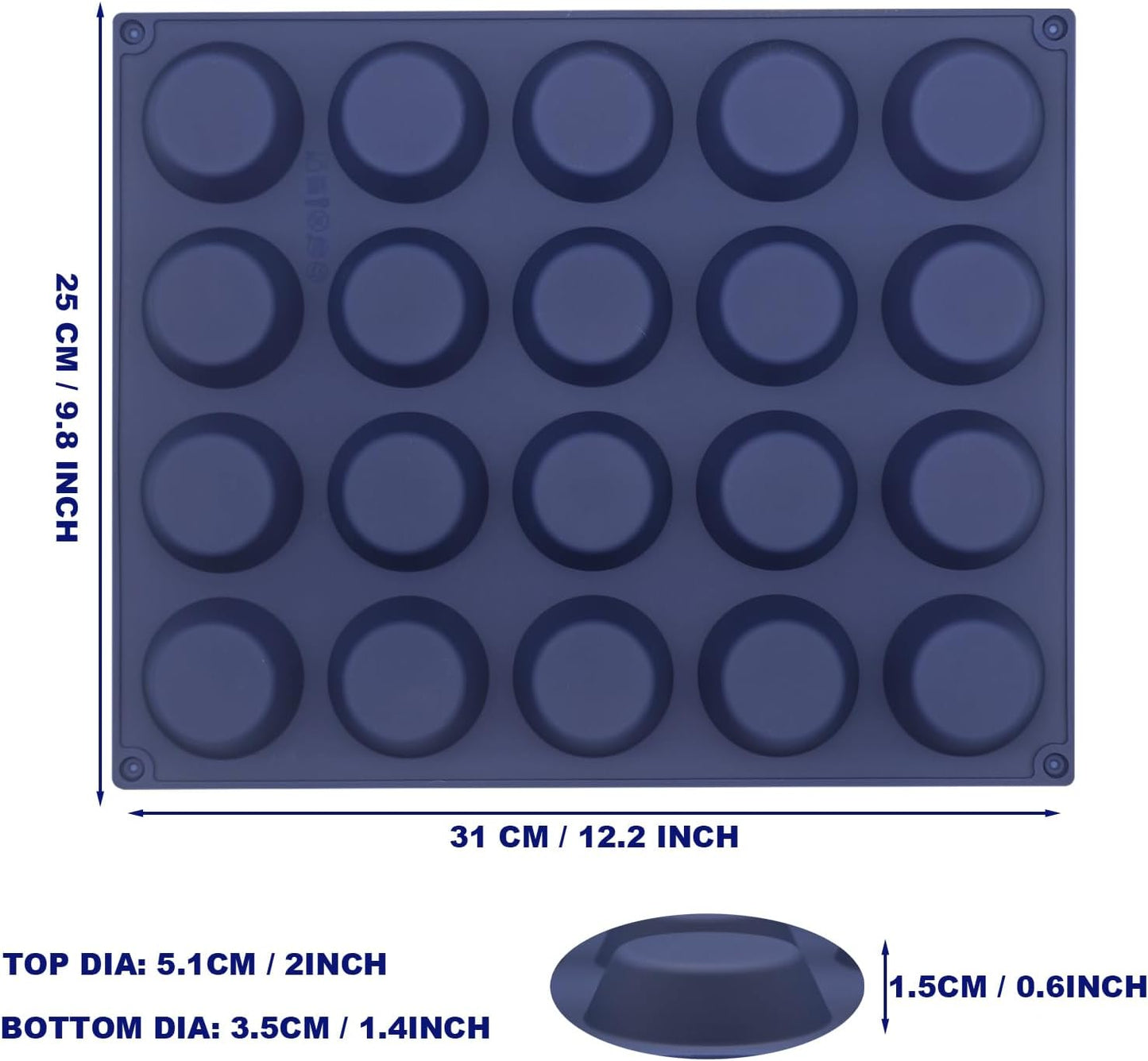 Silicone Tart Mold, 2 Inch Mini Pie Pans, Blue, 1 Count | For Baking, Mini Pie Pans, For Mince Pie, For Fruit Pie