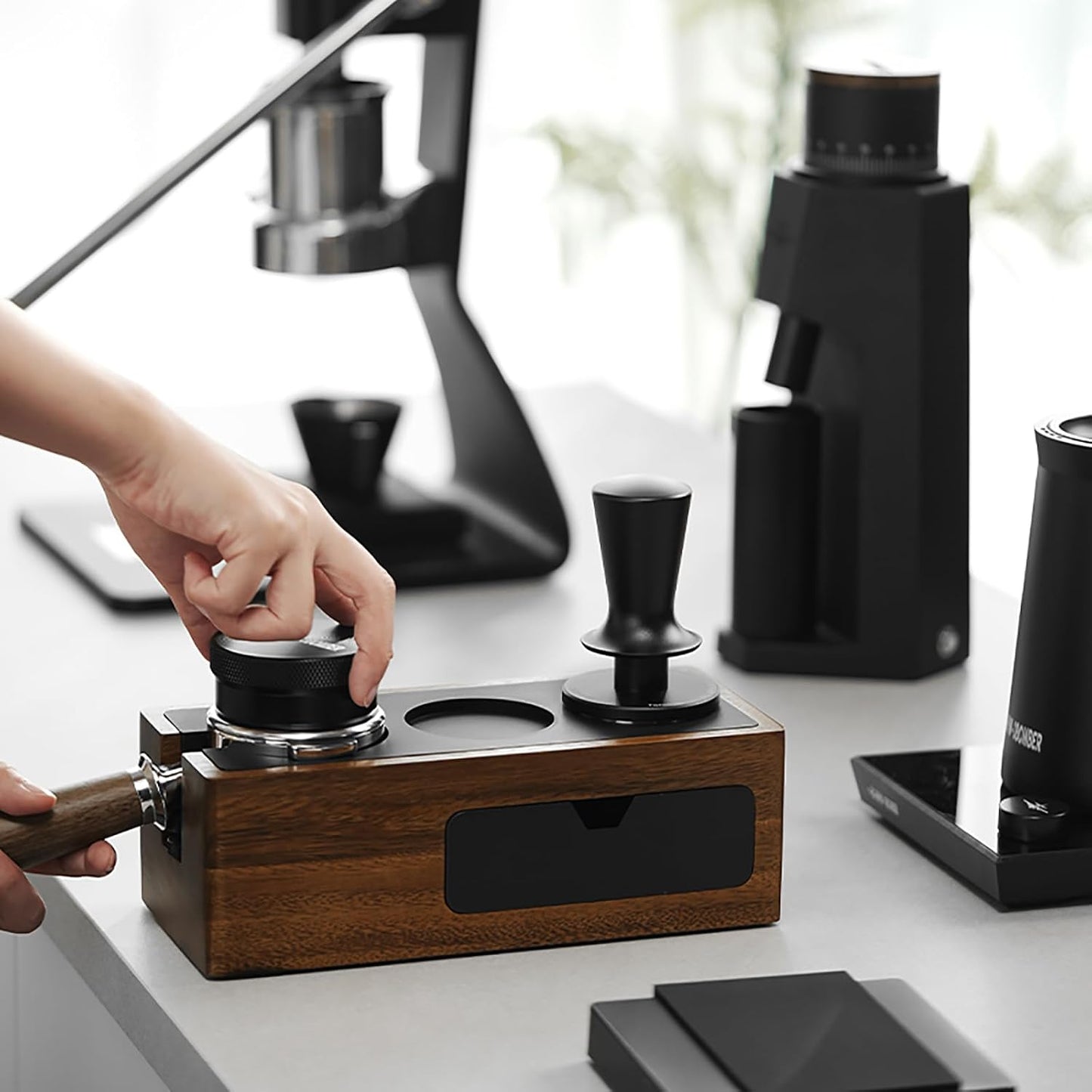 MHW-3BOMBER 45.5mm Coffee Tamper for Flair Pro 3, 2 Spring Loaded Espresso Tamper Tool, Auto-Leveling Press Tamper Without Tilting, Ripple Base, T7116T
