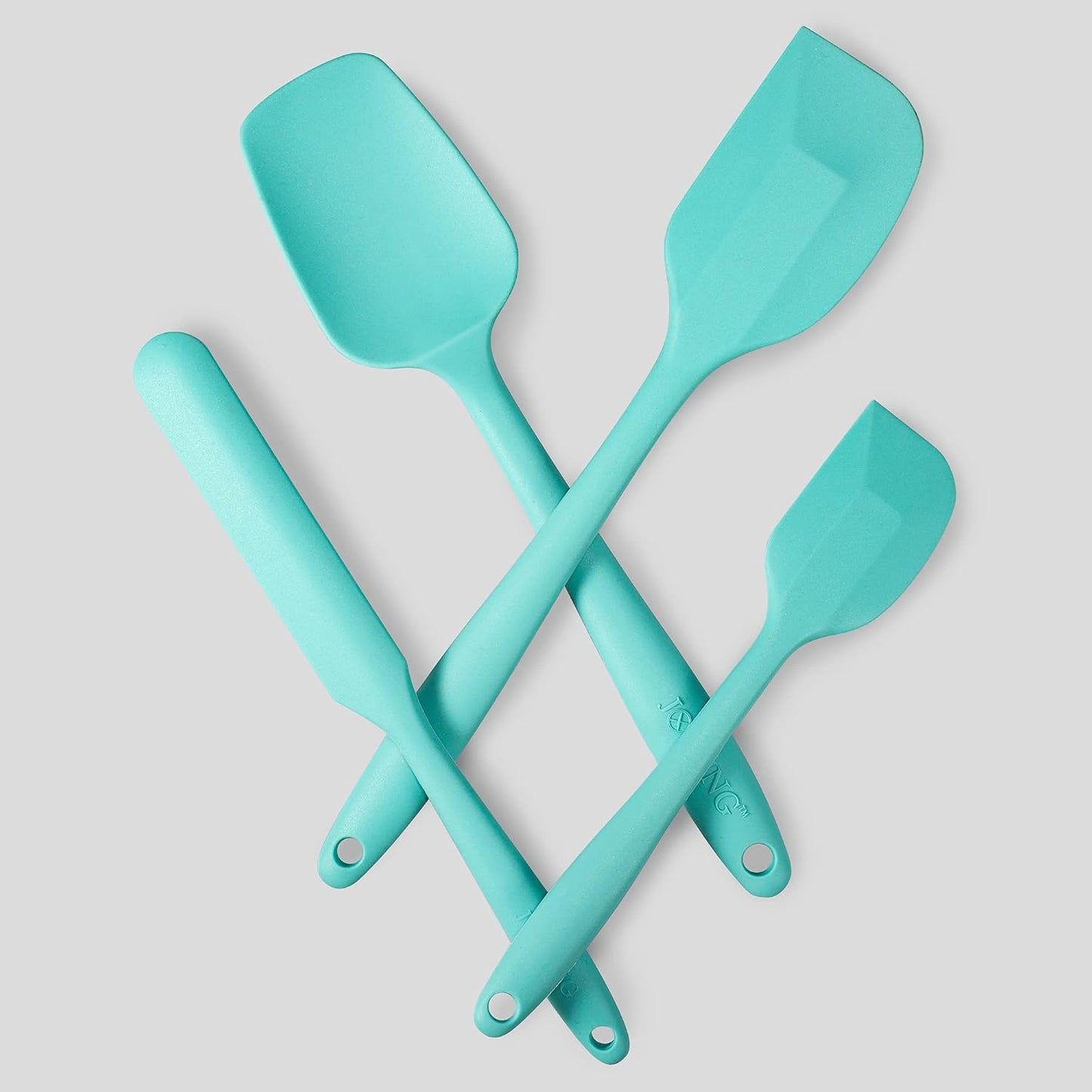 4 Piece Silicone Spatula Set, Flexible Heat Resistant Non-scratch Baking Cooking Rubber Spatulas with Stainless Steel Core, Aqua Sky | One-piece silicone rubber spatulas for baking and cooking; flexible tips, gentle on nonstick cookware and dishwasher saf