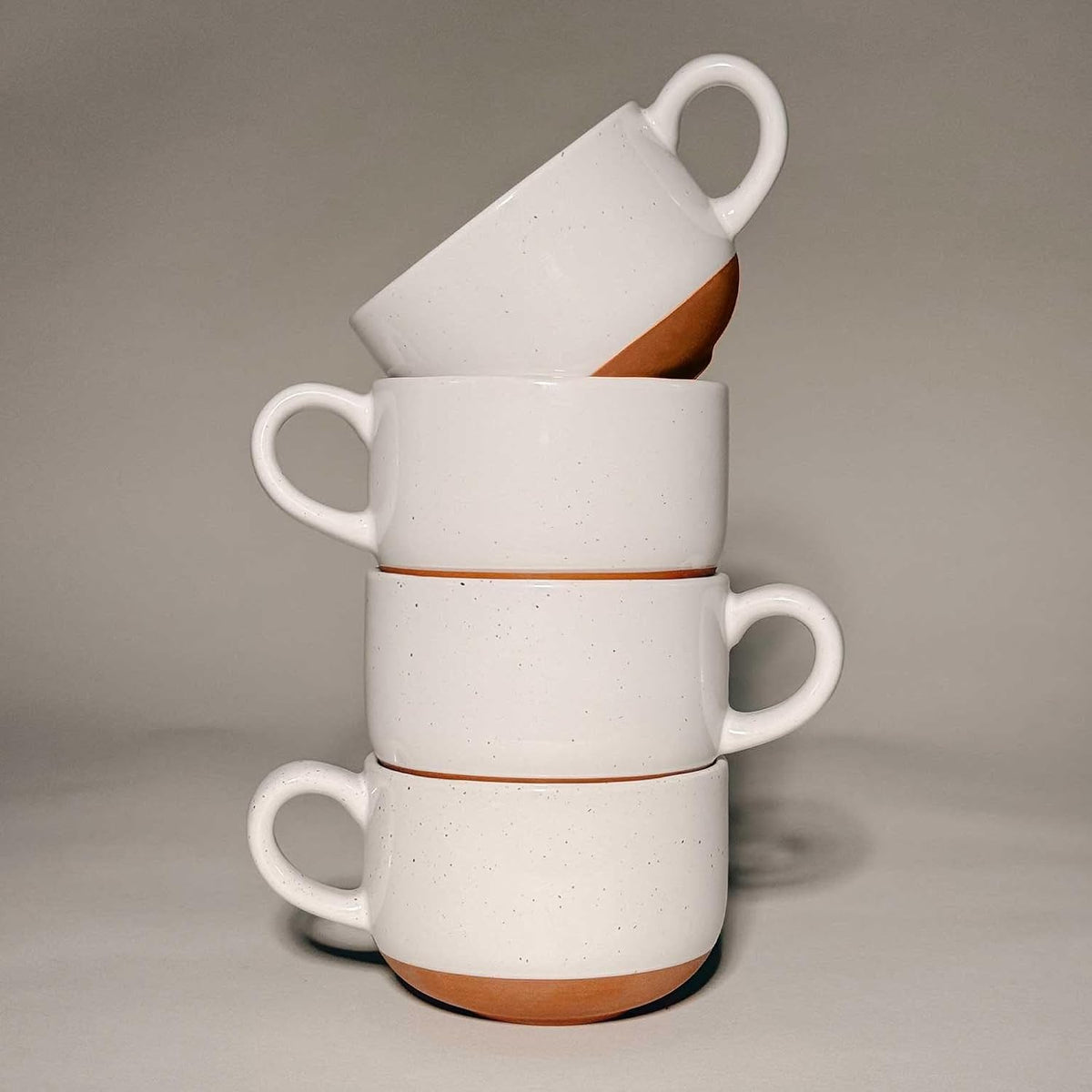 Mora Ceramics 8oz Cappuccino Mug Set of 4 - Ceramic Coffee Cups with Saucers - Microwave and Dishwasher Safe, Perfect For Tea, Espresso, Latte - Porcelain Mugs for Kitchen or Cafe - Vanilla White