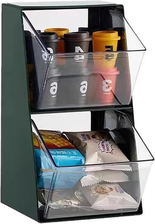 K Cup Holder, Large Capacity Tea Bag Organizer with 2 Drawers, Clear Coffee Pod Storage for Creamer, Sugar, Snack,