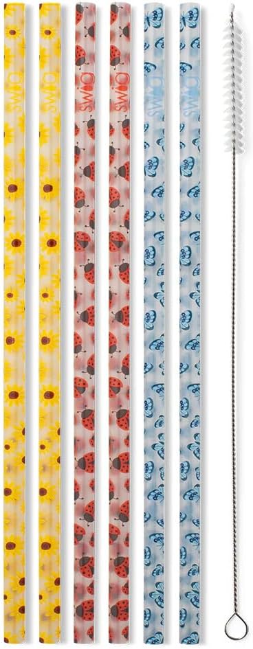 Swig Life Reusable Straws Picnic Tall Straw Set & Cleaning Brush, Each Straw is 10.25 inch Long (Fits Swig Life 20oz