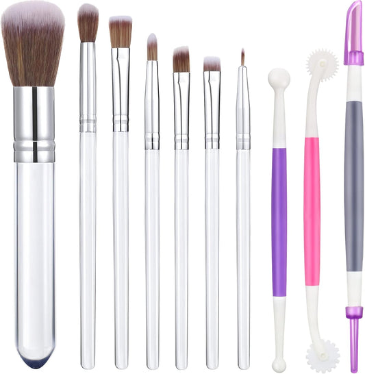 Patelai 10 Pcs Food Safe Paint Brushes Fondant Tools for Cake Baking Chocolate Sugar Cookie Decoration Cake Brushes for