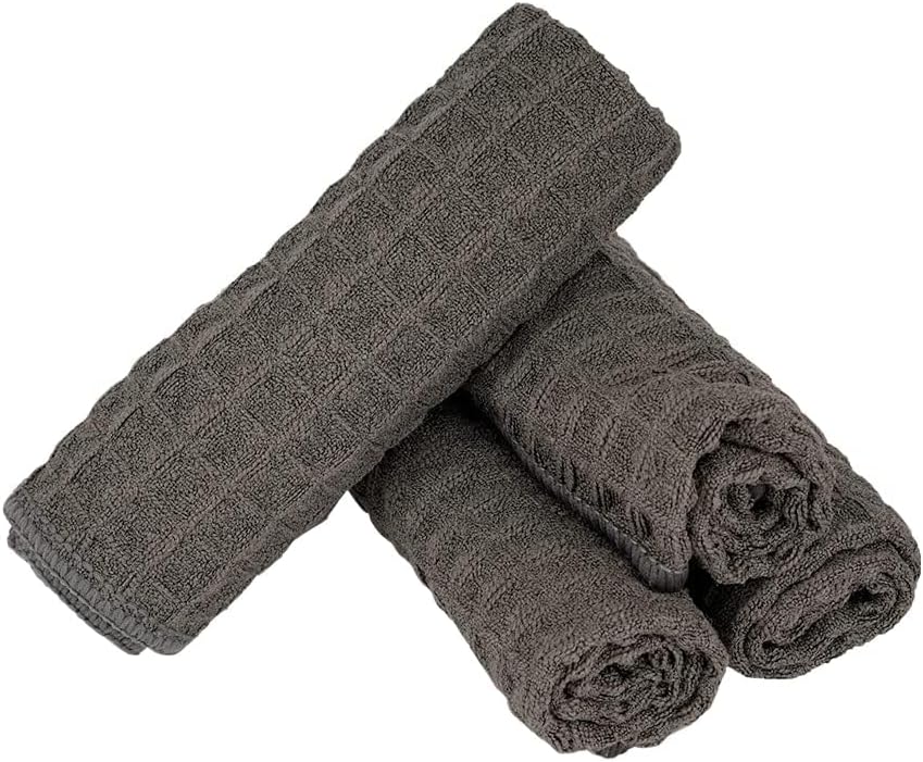 watchget 4 Pack Microfiber Espresso Barista Cleaning Towels, Dark Grey