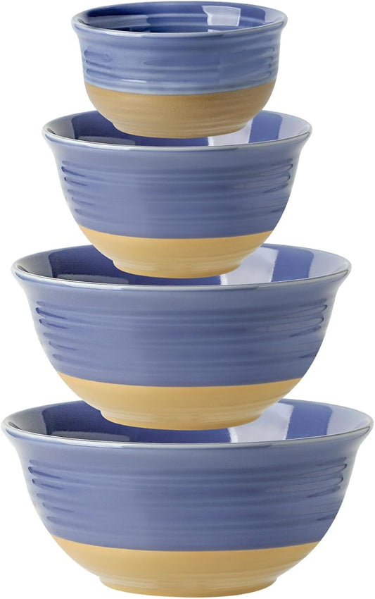 Hasense Porcelain Mixing Bowls Set, Large Serving Dishes for Entertaining, 2.1/1.5/1.0/0.5 Qt Nesting Serving Bowls for