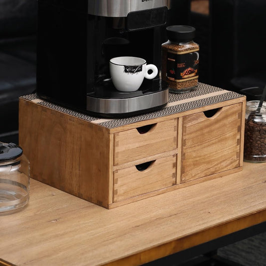 Capsules Coffee Storage Drawer for Pod K-cup Holder - Counter Organizer for Kitchen Utensil Storage - Wood Desktop Coffee