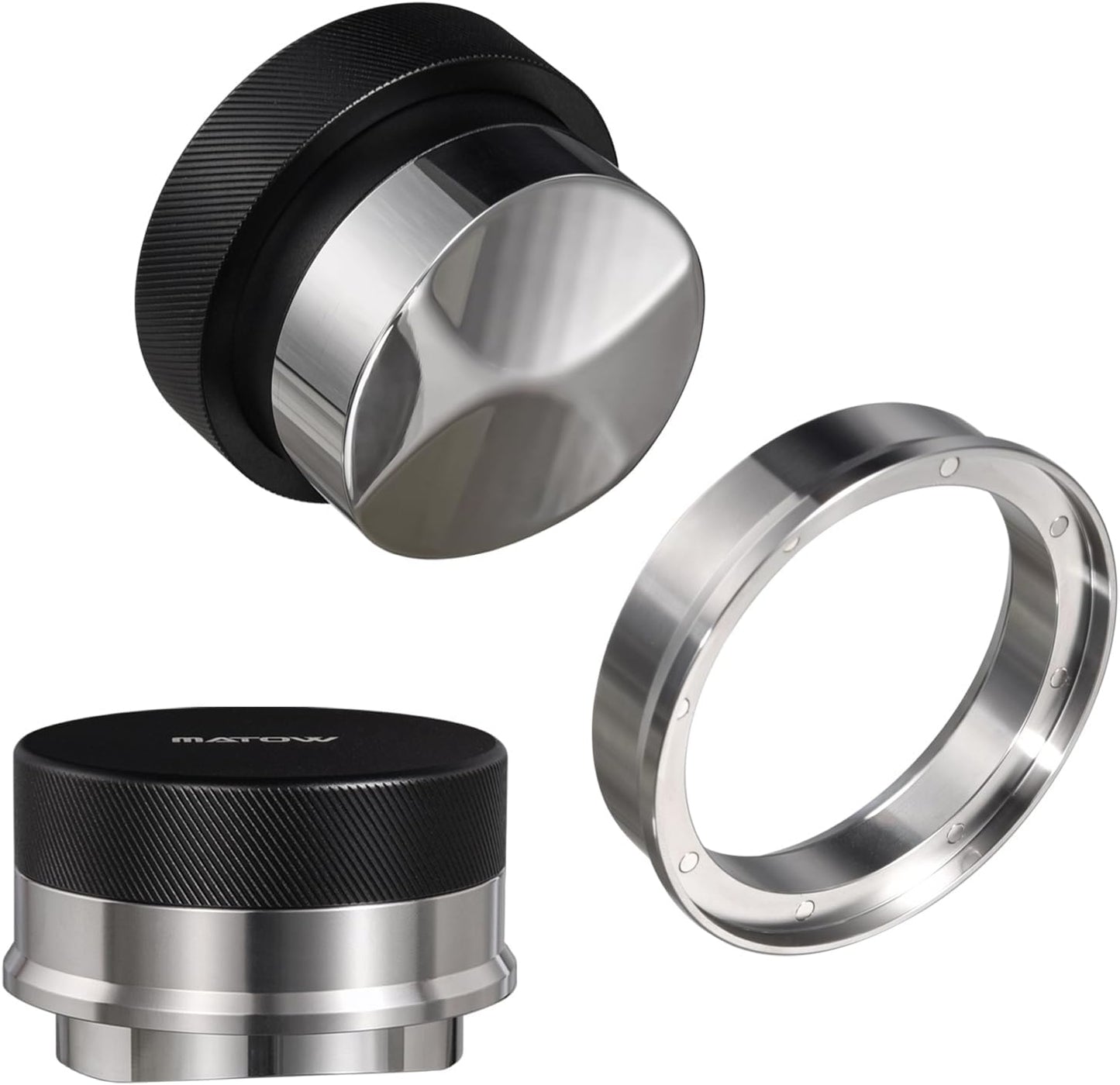 MATOW 54mm Dosing Funnel &amp; Gravity Distributor Fits Breville Portafilters | 2-in-1 Design, 304 Stainless Steel, Self Leveling, Magnetic Dosing Funnel