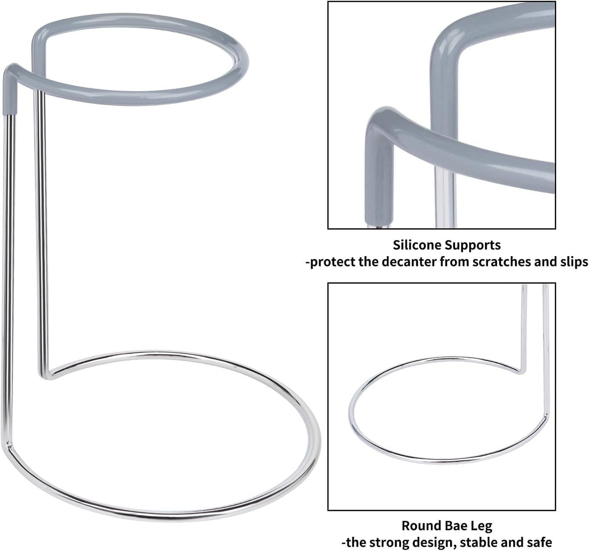 Wine Decanter Drying Stand with Rubber Coated Top to Prevent Scratches, Wine-Decanter Drying Rack for Standard Large Wine Decanters, Decanter Cleaner Includes Cleaning Brush &amp; Decanter Cleaning Beads
