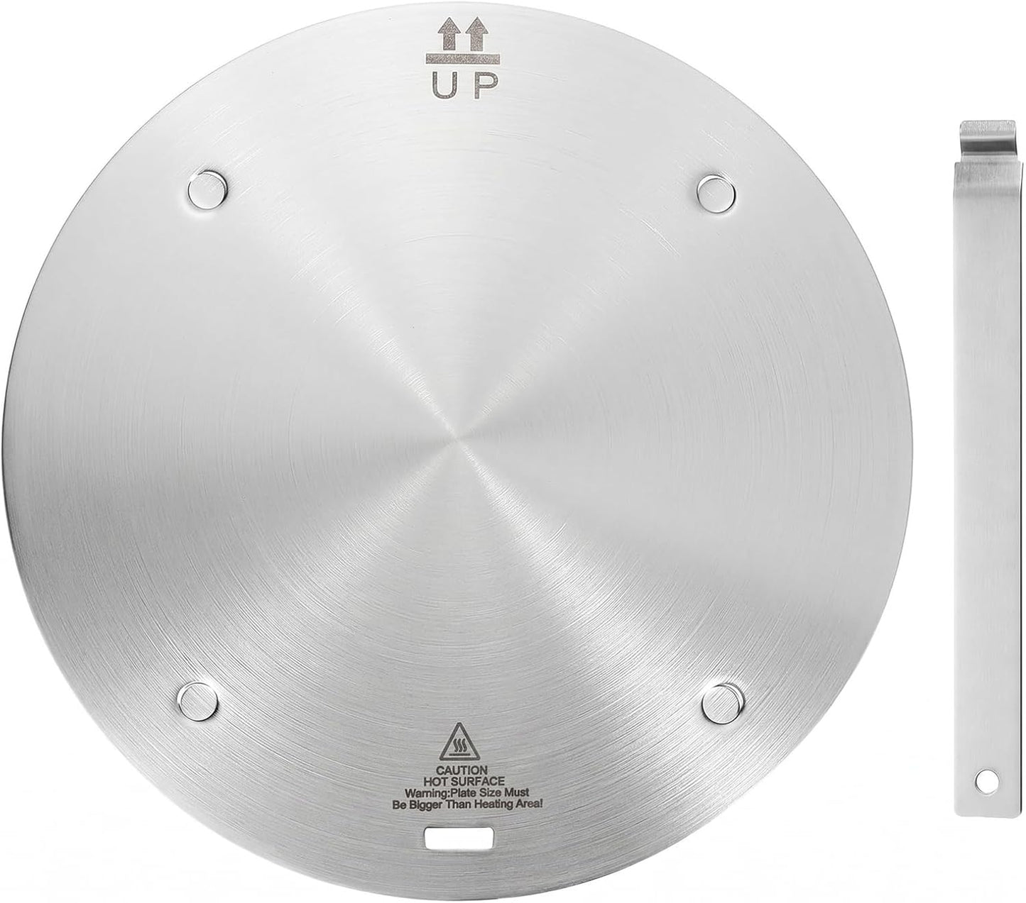 6.3Inch Heat Diffuser Plate, Grourarty Stainless Steel Cooking Induction Adapter Simmer Plate for Electric Gas Glass Cooktop Hob Ring, Induction Cooktop Converter Plate with Handle