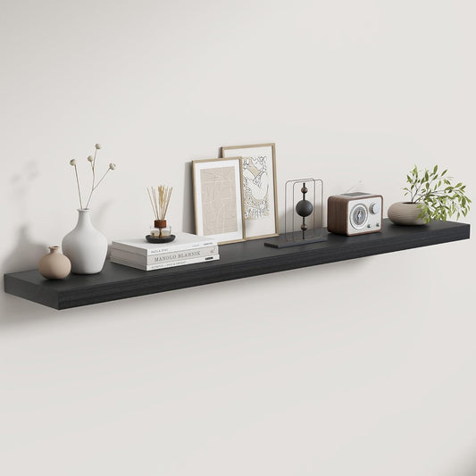 Fun Memories Rustic Real Wood Floating Shelves, 8 Inch Deep Floating Shelf Wall Mounted, 48" W x 8" D Wall Shelves Storage