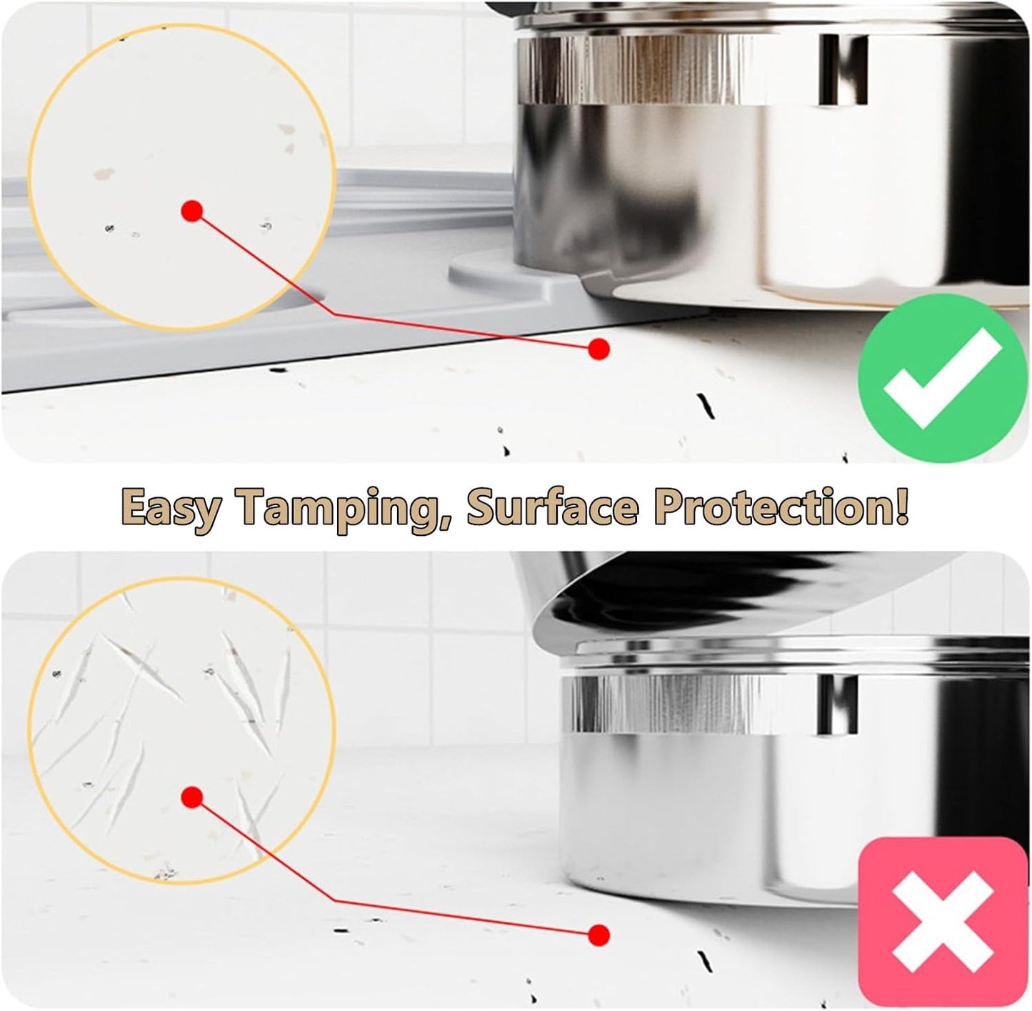 Espresso Tamping Mat, Coffee Tamper Mat, Espresso Mat for Counter, Silicone Tamper Mat, Food-grade, Non-Slip, Waterproof, Heat Resistant (Black, 9.84''x7.87'')