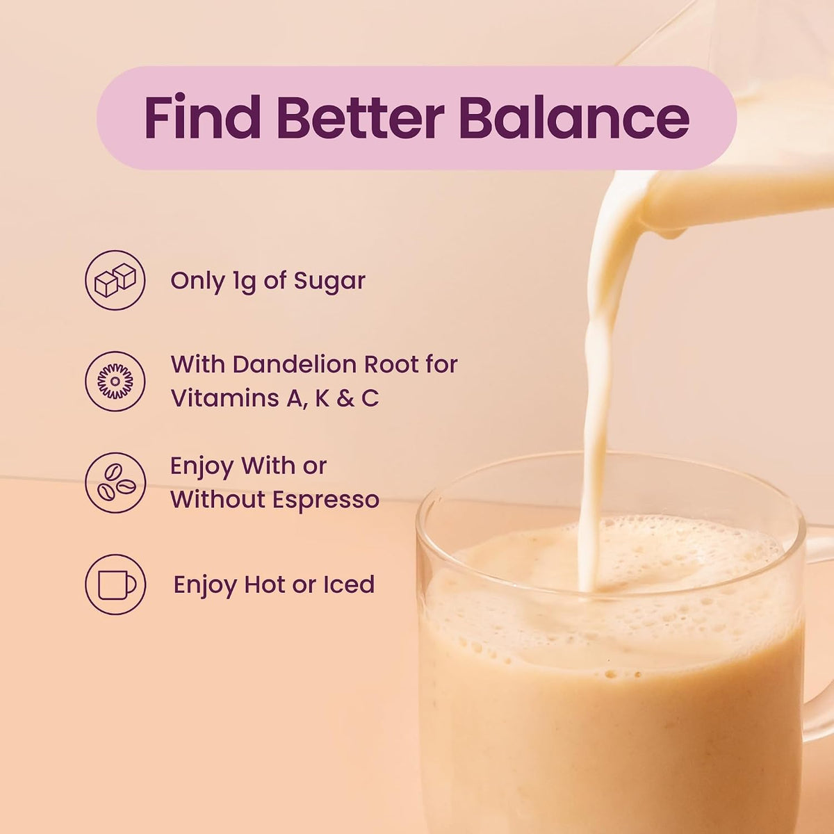 Blume Salted Caramel Superfood Latte - 1g Sugar, Caffeine Free, 25 Servings | Organic Dandelion Root and Maca, Oat Milk Powder, Pink Himalayan Sea Salt, Hot or Iced or With Coffee, Plant Based, Vegan