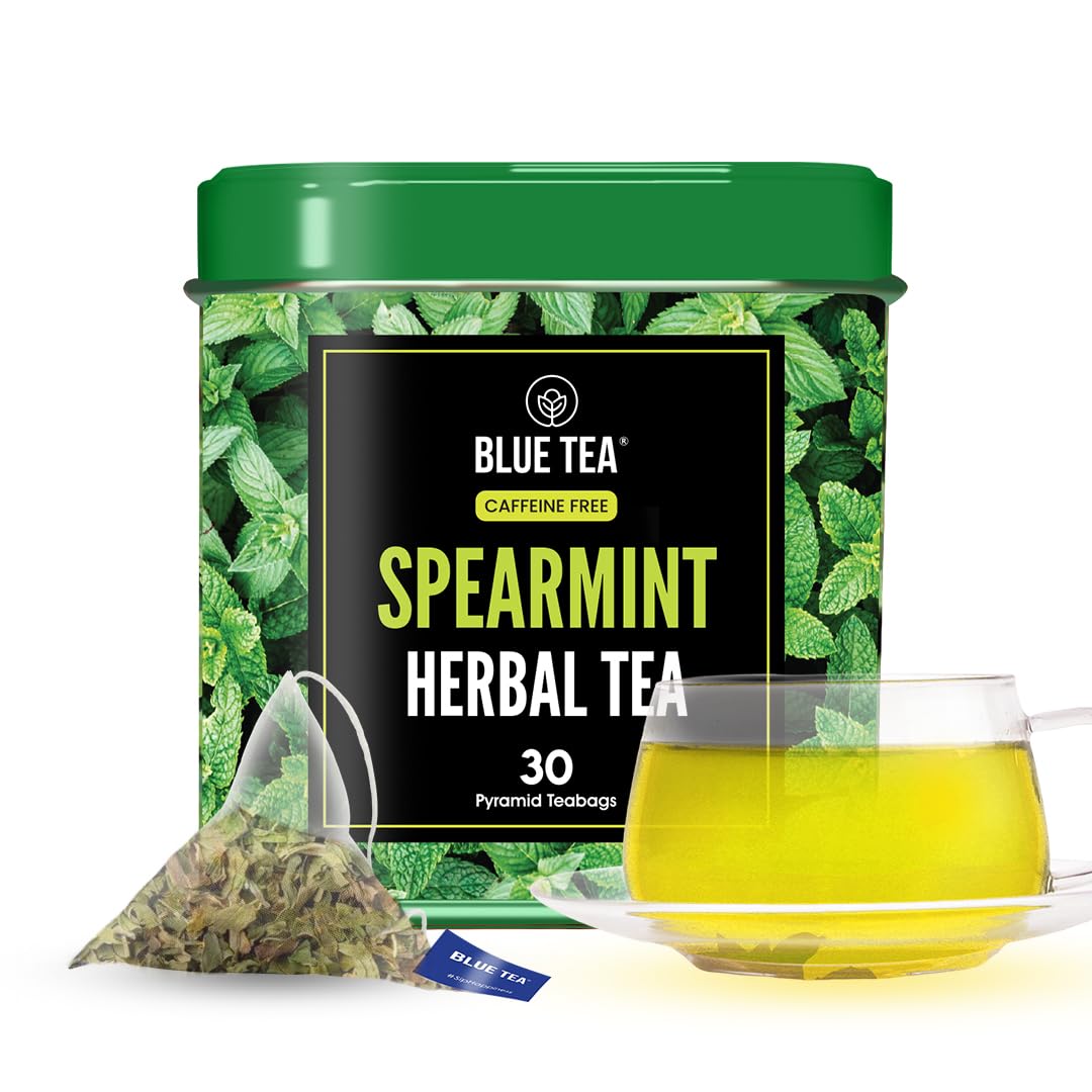 BLUE TEA - Spearmint Tea - 30 Count - Pyramid Plant Based Tea Bag | PCOS RELIEF | Balances Hormones 