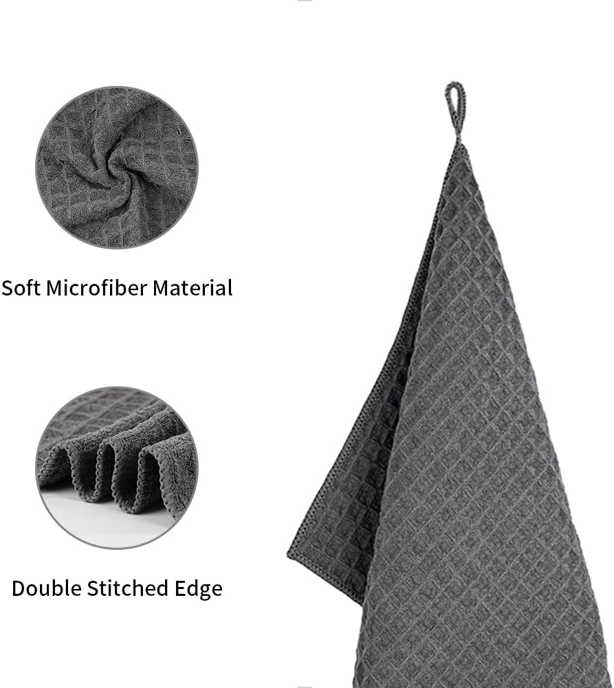 watchget 4 Pack Microfiber Espresso Barista Cleaning Towels, Dark Grey