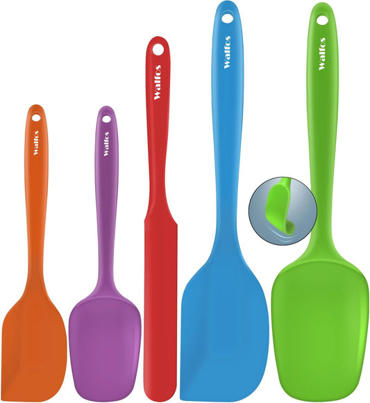 Walfos Silicone Spatula -600°F Heat Resistant Kitchen Scraper Spatulas, Strong Steel Core and One-Pieces Design, for Cooking