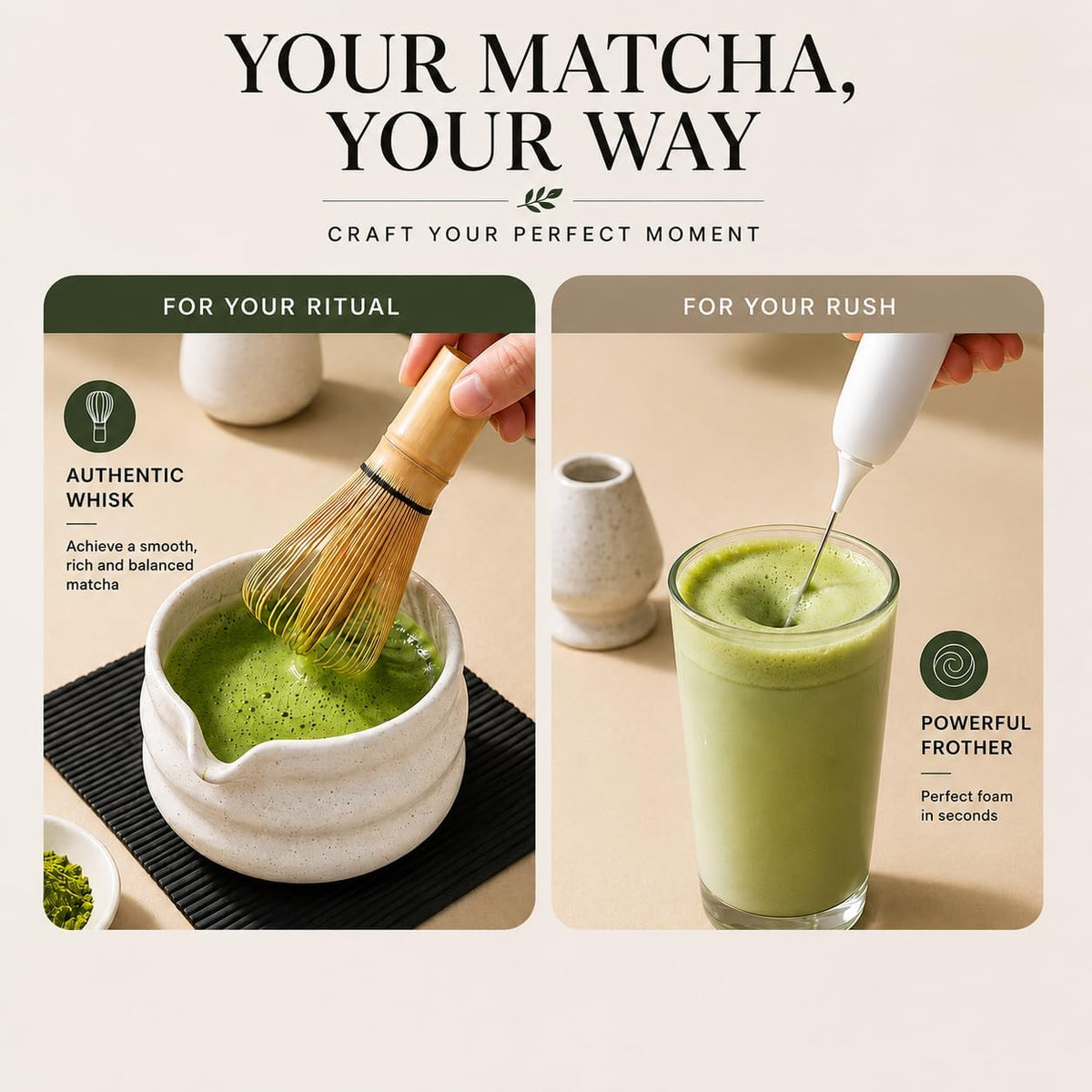 BARISTA EMPEROR® MATCHA WHISK SET PREMIUM 11pcs - Professional Matcha Kit Set with Matcha Bowl, Matcha Whisk, Milk Frother, Spoon, Sifter, Scoop, Stand, Tea Mat, Cloth, Ebook - Matcha Bowl Set