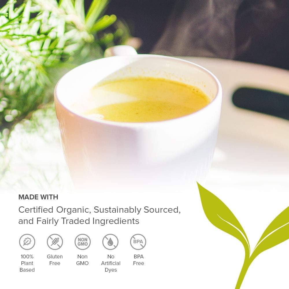 Banyan Botanicals Turmeric Milk – Organic Turmeric Latte Mix with Ashwagandha &amp; Cardamom – Instant Caffeine Free Golden Milk with Maple Sugar – 4.3 oz, 26 servings –Non GMO Sustainably Sourced Vegan