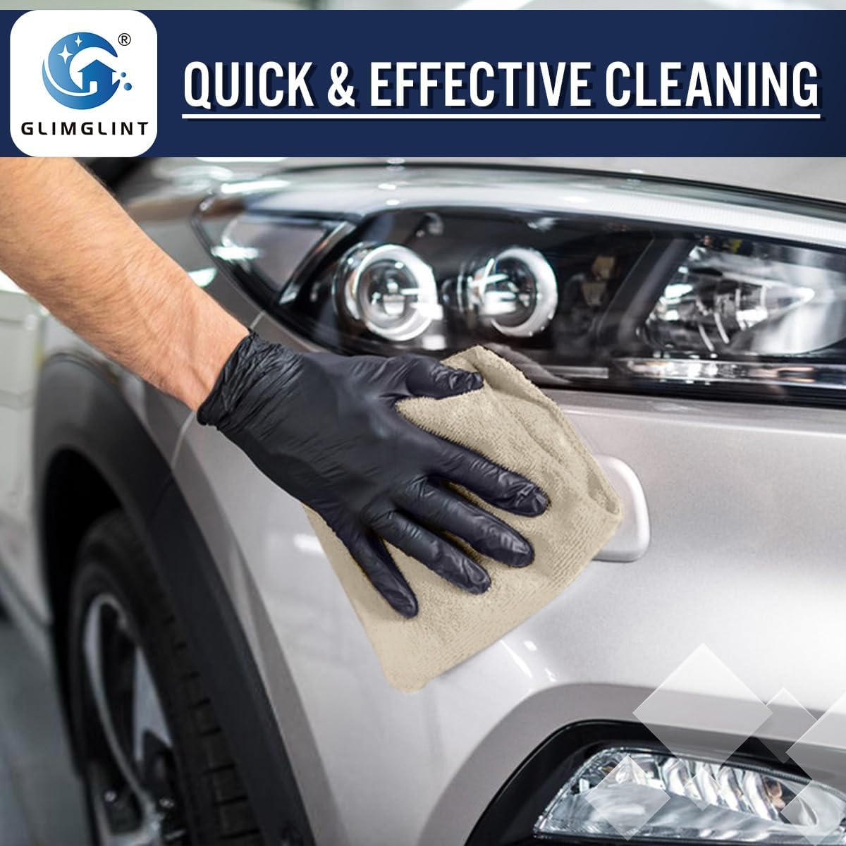 GLIMGLINT Microfiber Cleaning Cloth, 12 Pack Towels for Cars 14 X12 Inch