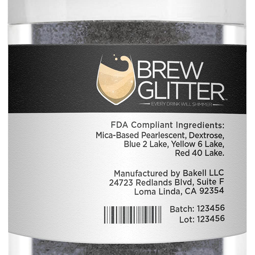 Black Shimmer BREW GLITTER Edible Glitter For Drinks, Cocktails, Beer, Garnish Glitter &amp; Beverages | KOSHER &amp; HALAL Certified | 100% Edible &amp; Food Grade | Vegan, Gluten, Nut Free (25g, Black Shimmer)