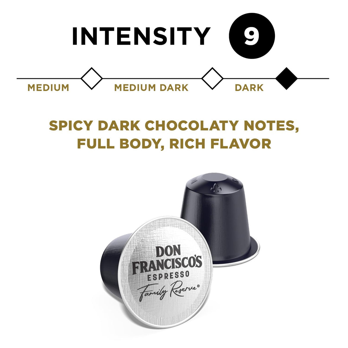Don Francisco's Clasico Espresso Capsules, Dark Roast, 40ct | Compatible with Nespresso Original Machines, 100% Arabica Coffee, Aluminum Capsules, Simple Convenient Mess-Free Espresso