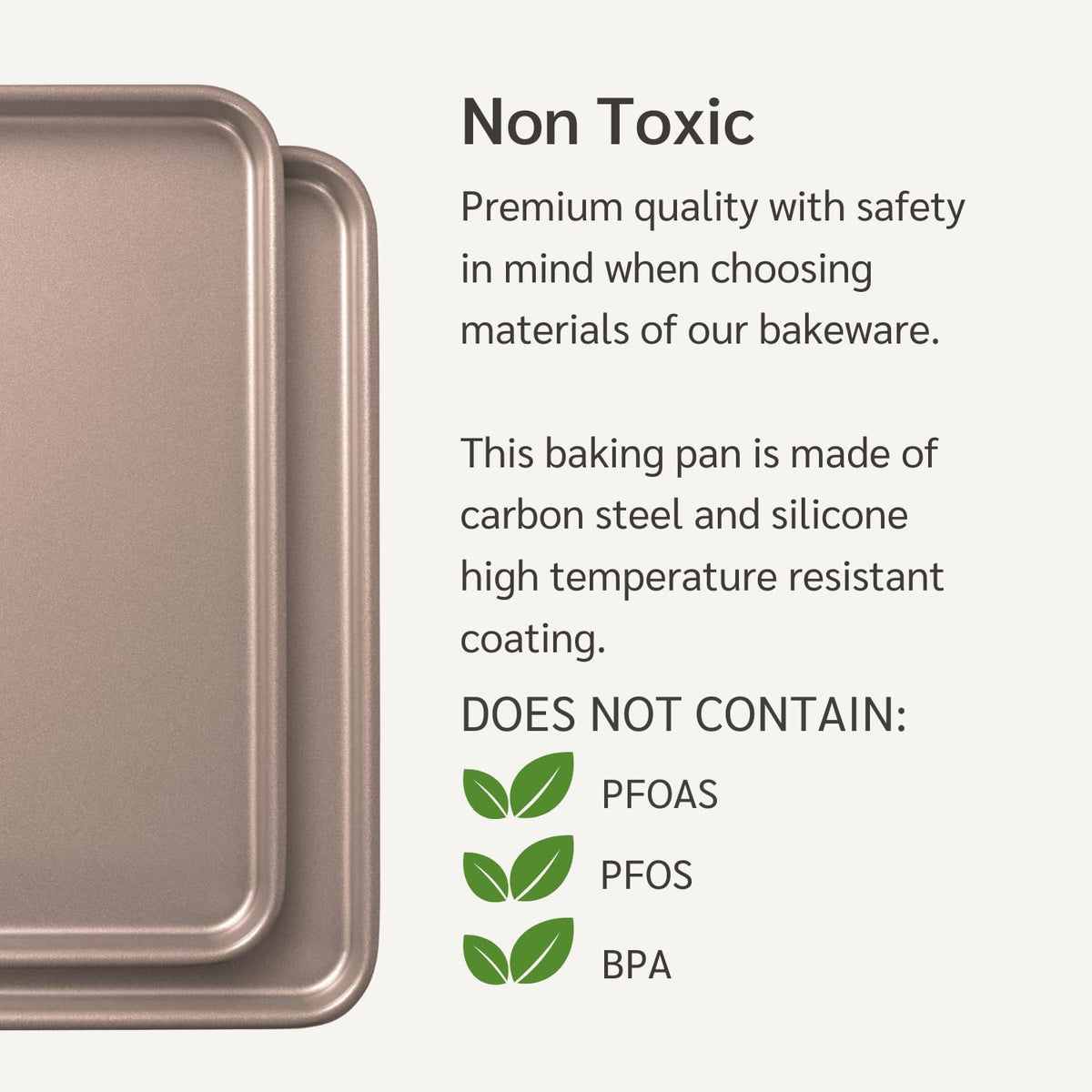 10 x 15 inch Nonstick Jelly Roll Sheet Pan 2-Pack, PFOA &amp; BPA Free | | Non-Toxic - High Carbon Steel - Gold - Cookie Baking Sheets for Oven