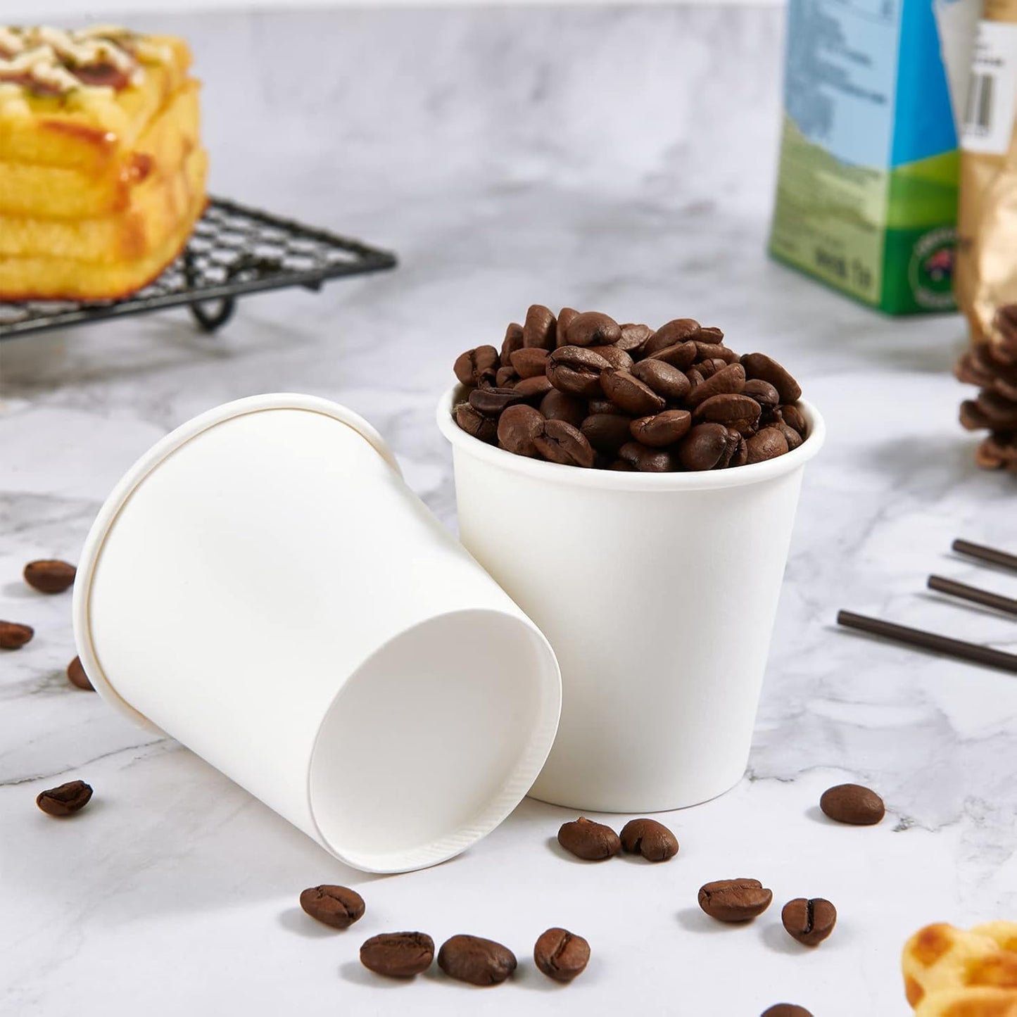 3 oz Paper Cups 600 Count Disposable Bathroom Mouthwash Espresso White Cups for Party, Picnic, Travel and Events