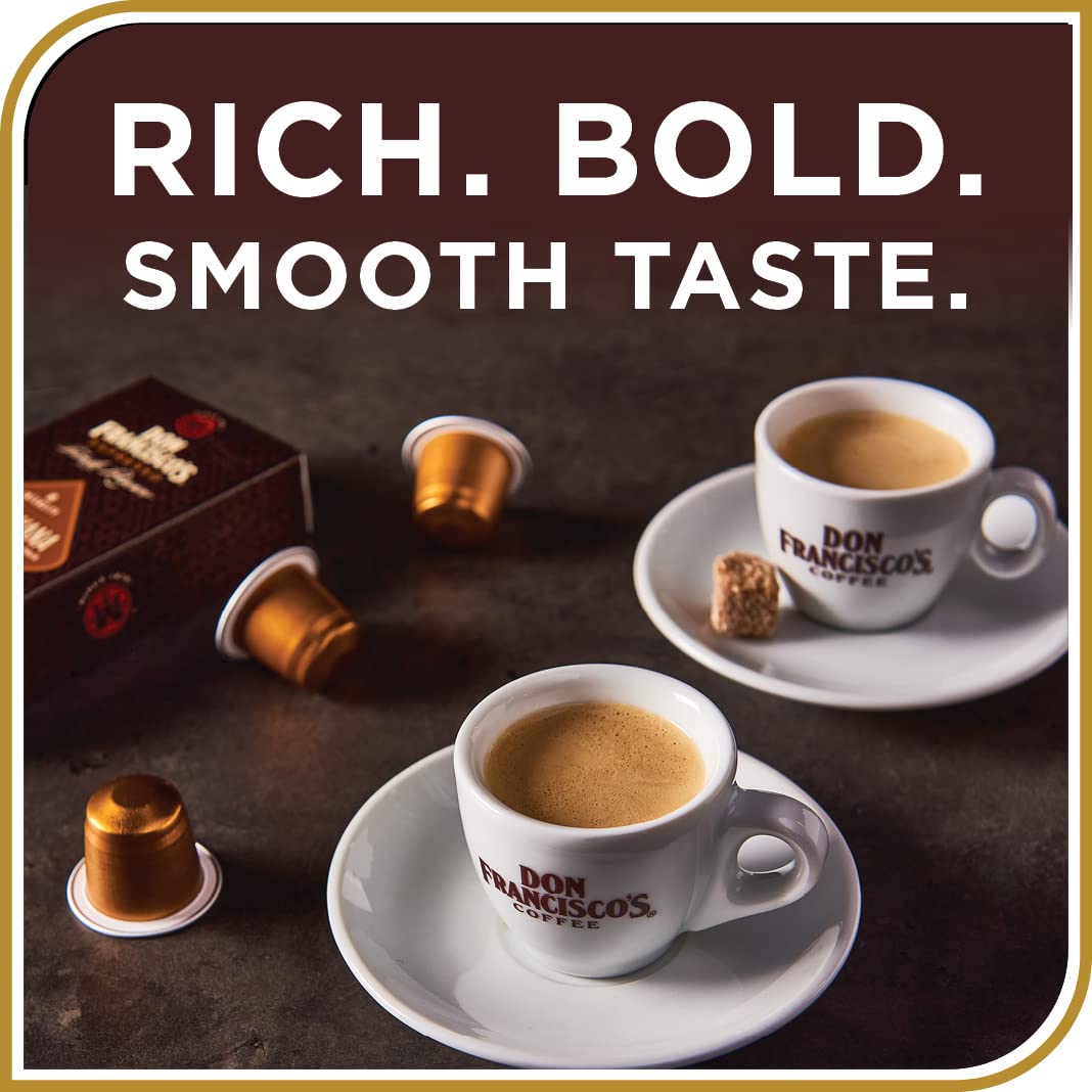 Don Francisco's Clasico Espresso Pods: 40 Recyclable Aluminum Capsules, Intensity 9 Dark Roast, Compatible with Nespresso Original Line Machines - Bold Cuban-Style with Spicy Chocolate Notes