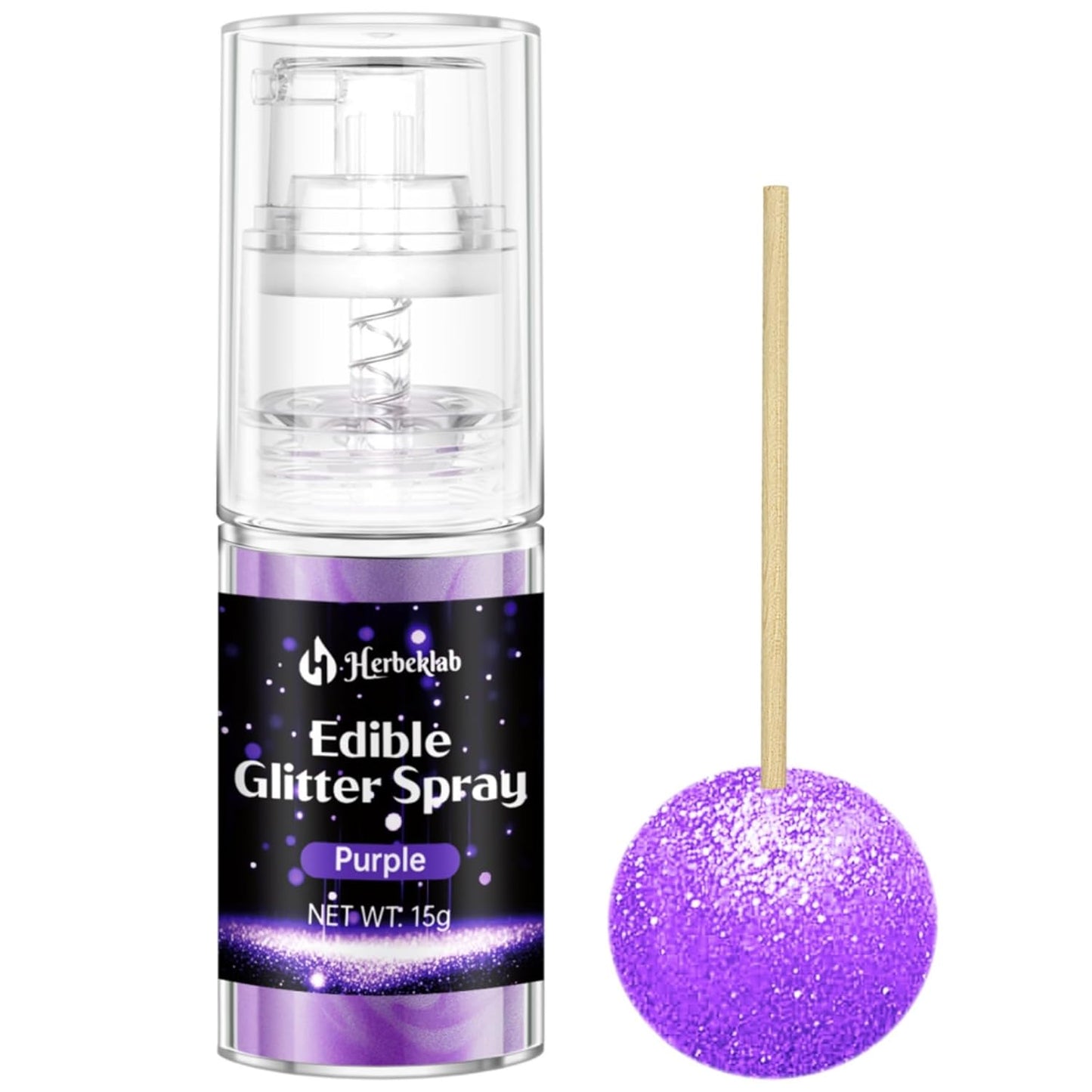 Purple Edible Glitter Spray - 15g Edible Purple Glitter for Cakes Food Grade Shimmer Powder Cake Spr