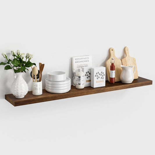 Vivelove Solid Wood Rustic Floating Shelves 36 Inch Long, 8 inch Deep Floating Wall Shelves for Living Room Kitchen Bedroom