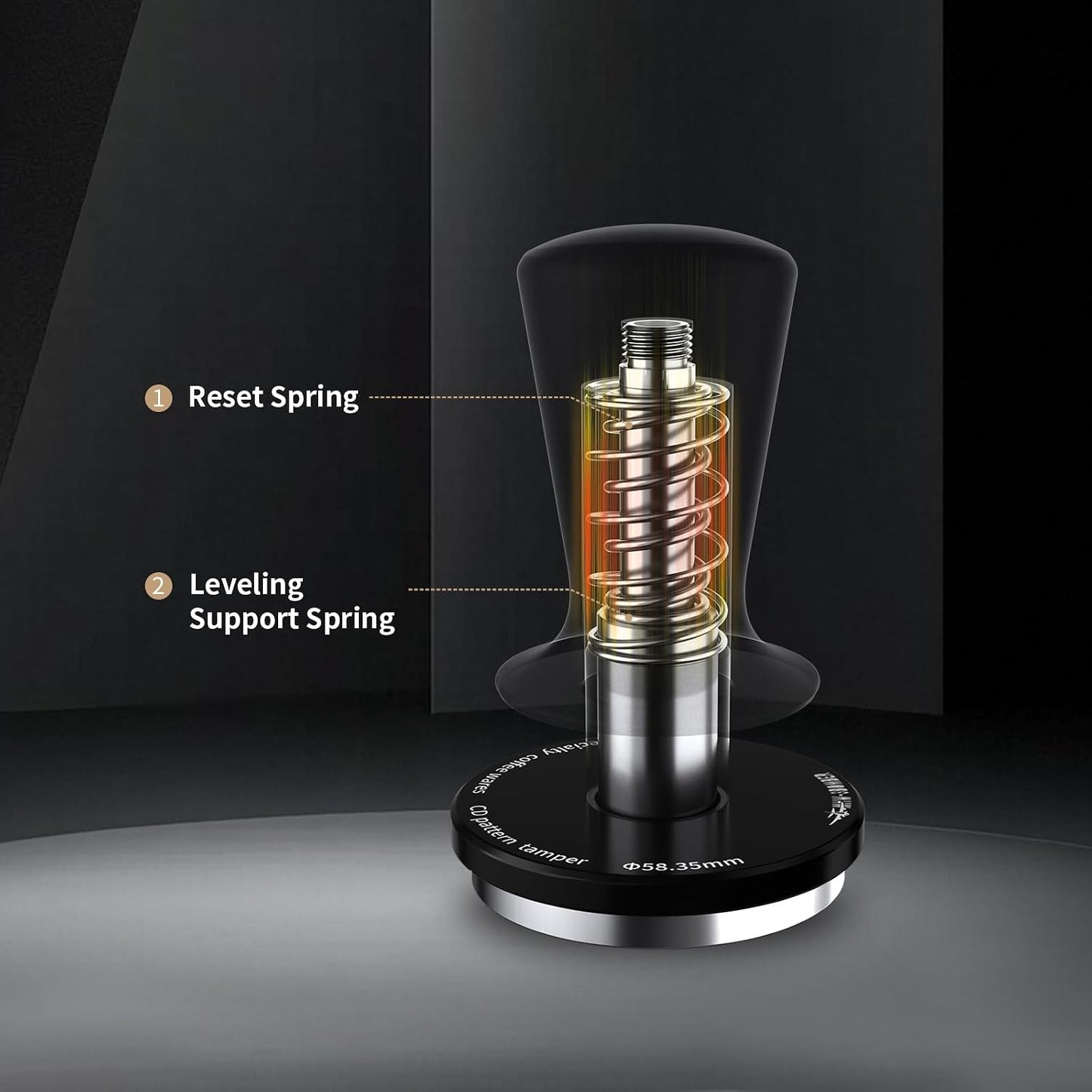 MHW-3BOMBER 45.5mm Coffee Tamper for Flair Pro 3, 2 Spring Loaded Espresso Tamper Tool, Auto-Leveling Press Tamper Without Tilting, Ripple Base, T7116T