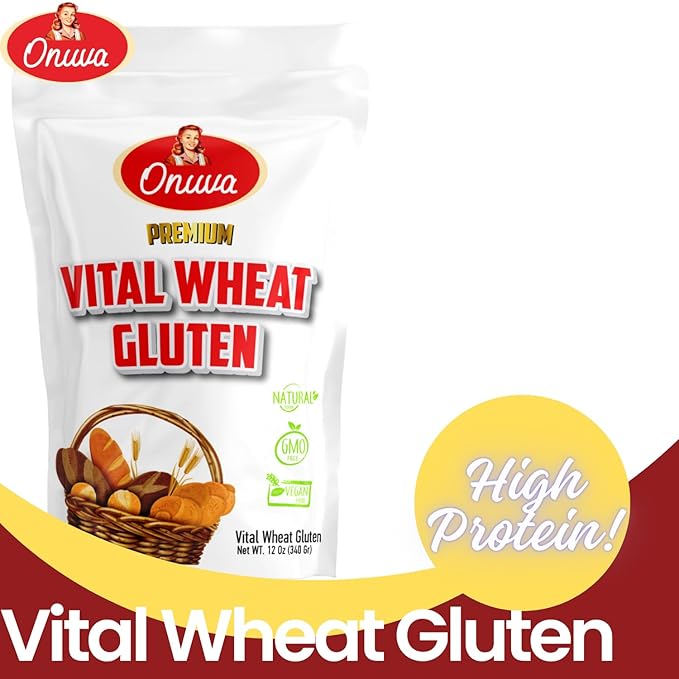 Vital Wheat Gluten by Onuva | High in Protein | 4lb (1.81 kg) | Vegan | Non GMO | Keto Friendly | Bread Making | Natural Powder for Bread Machine | Low Carb | Vegan Gluten | For Seitan | Pack of 1