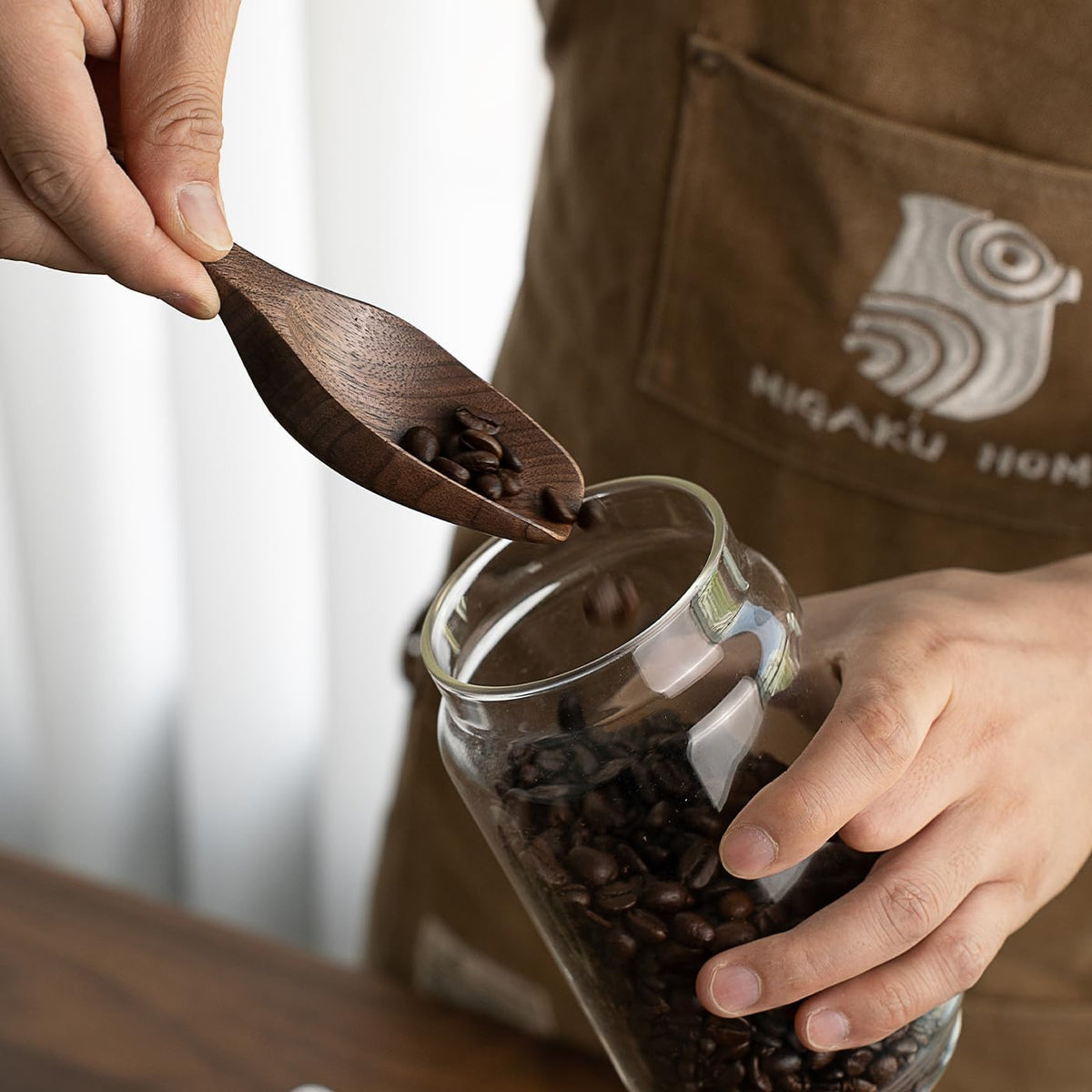 Black Walnut Coffee Scoop for Ground Coffee, Loose Tea &amp; Bath Salts, 1 Tablespoon/15ml, Multi-Purpose Kitchen Scooping Tool for Jars, Canisters &amp; Coffee Brewing Accessories(1pcs)