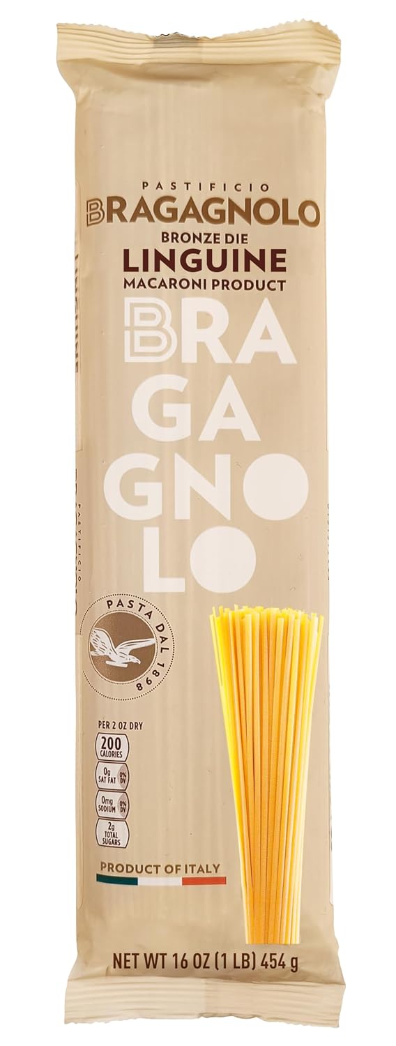 Pastificio Bragagnolo, Linguine 811 Bronze-Drawn, 100% Italian Pasta, Made with Durum Wheat Semolina Flour, Non GMO (1 Pound Bag)