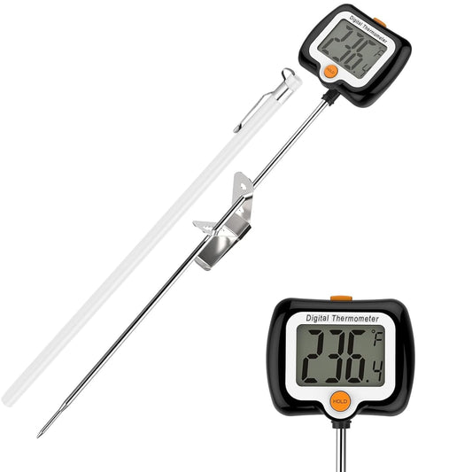10 Inch Long Digital Candy Thermoometer with Pot Clip,Deep Fry Thermometer,Rotating Display, Best Instant Read Food Meat