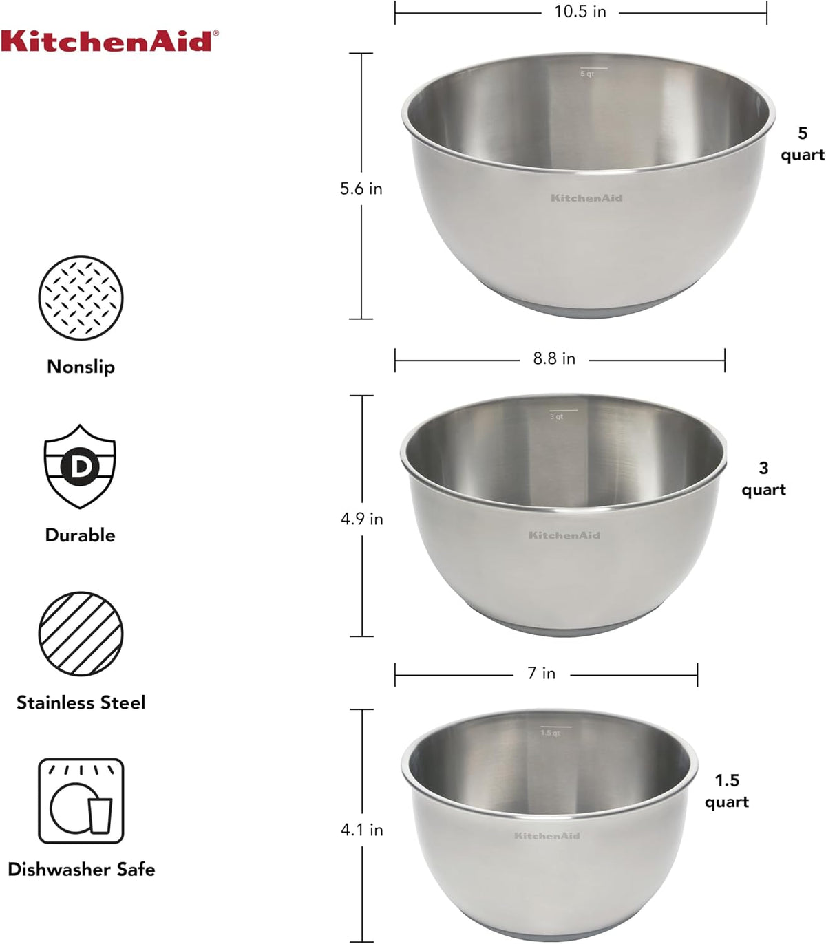 KitchenAid Stainless Steel Mixing Bowls