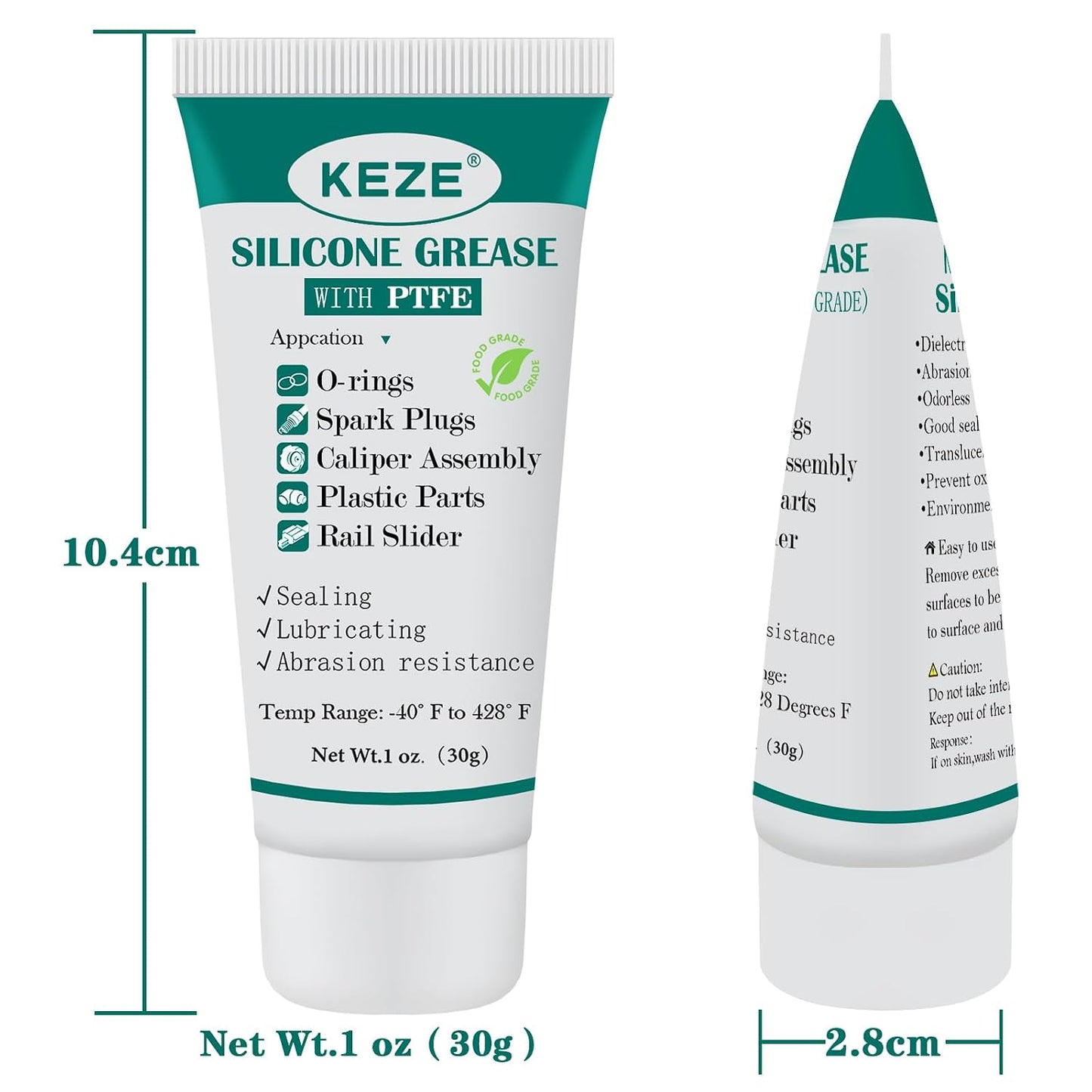 KEZE Silicone Grease Tube PTFE Synthetic Lubricant Sliding Door Grease Automotive Lubrication RV Toilet Seal Lubricant for Plumbing Faucet O Rings Plastic Parts Rubber Seal 1 oz 4-Tube